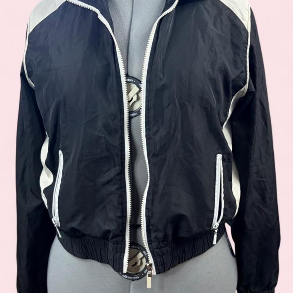 Vintage Activology Black White Colorblock Windbreaker Track Jacket PM Y2K Retro